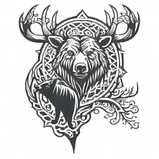 Bear And Deer Antlers