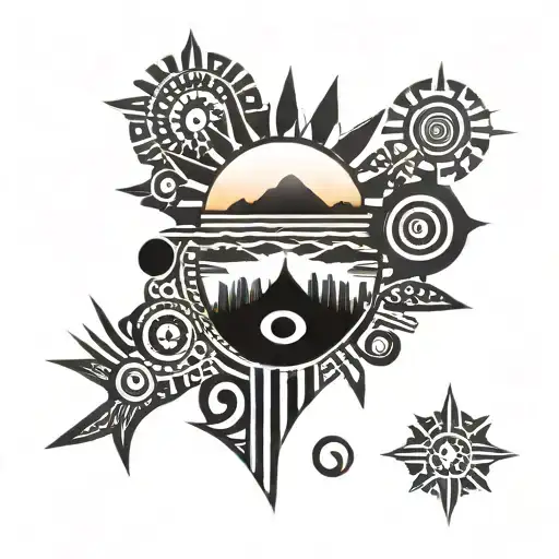 African Tribal Sunrise Integrated