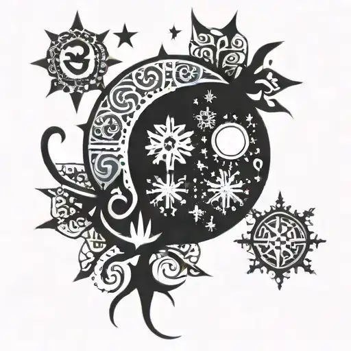 Moon And Snowflake