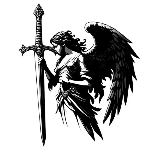 Poetic Justice Angel Holding A Sword