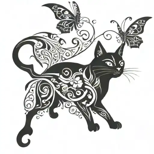Black Cat With Butterfly Wings Spread Wide