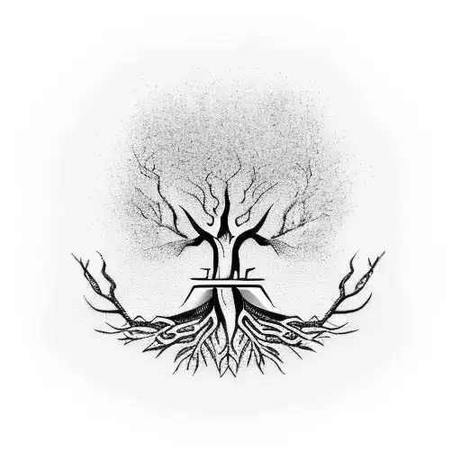 Tattoo With The Letter S N And P Intertwined In The Roots Of A Tree That Symbolizes Life