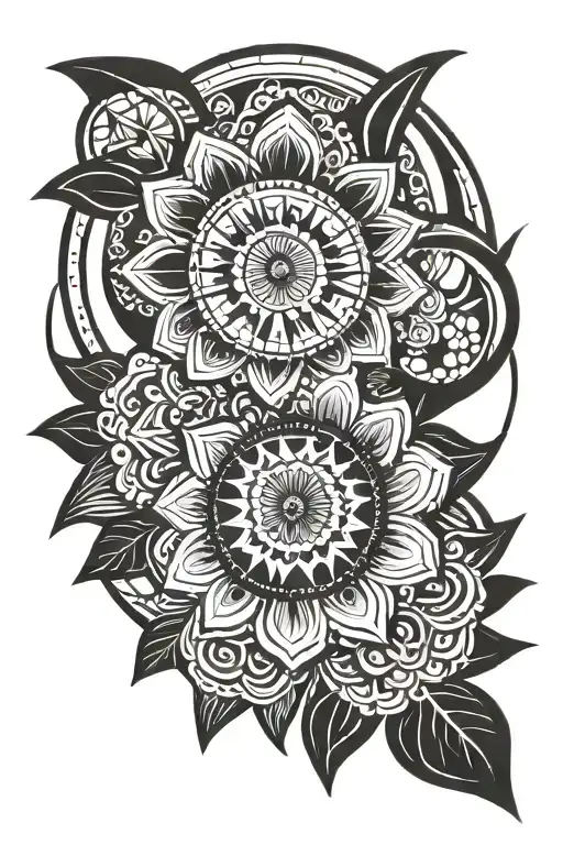 Outline Of Flower And Moon Phases