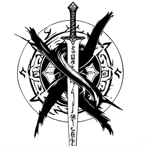 Byakuya Sword Wrapped Around Naruto Seal Mark And With Something God Related Correlated To It