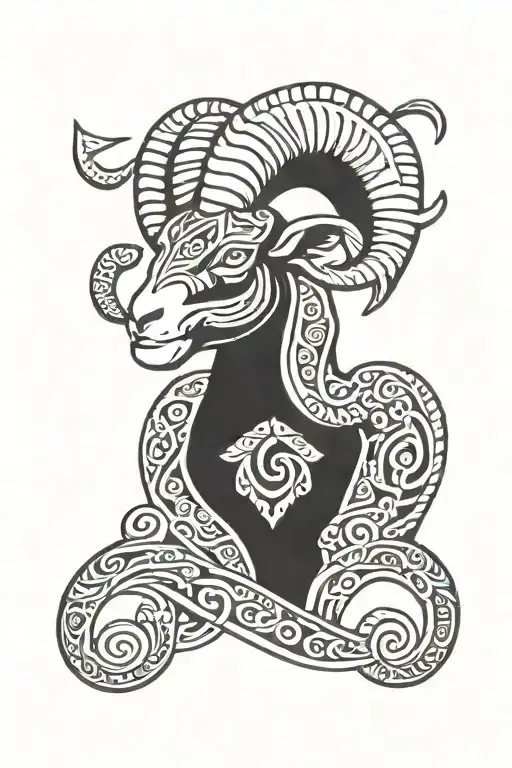 Aries Ram Tattoo Featuring Iconic Symbols
