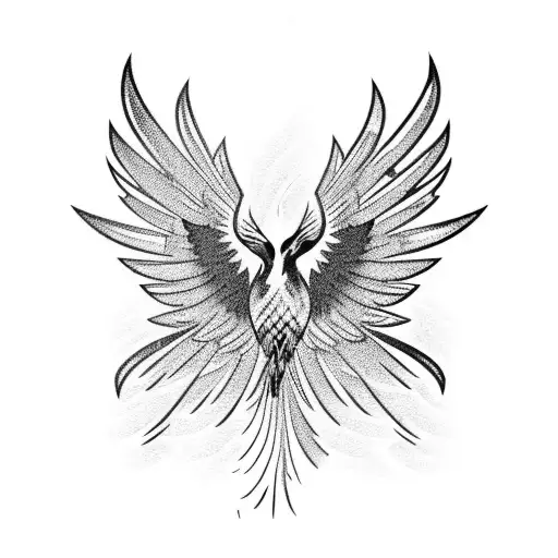 Phoenix With Spread Wings Horizontally