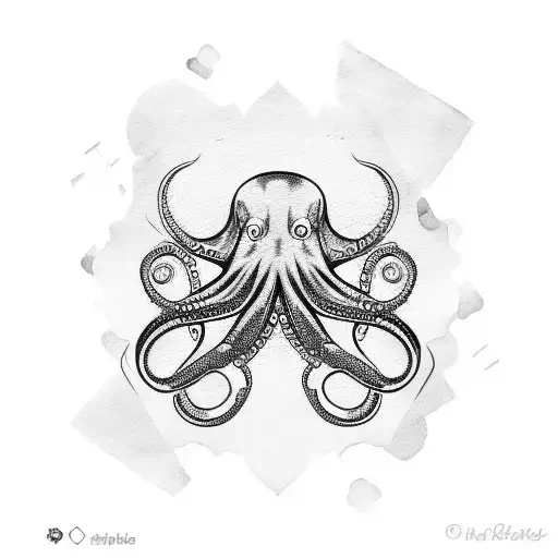 Simple Octopus With A Dab Of Watercolor And Geometric Style