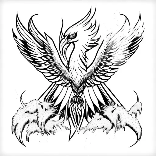 Phoenix With Spread Wings With Head Center