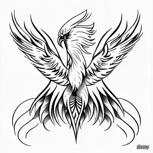 Phoenix With Spread Wings With Head Center