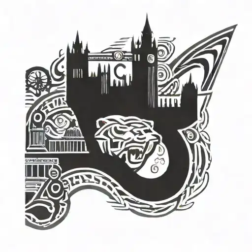 London Landmarks Inside Chicago Bears C Logo