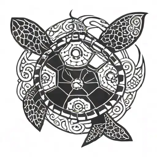 Sea Turtle With Compass