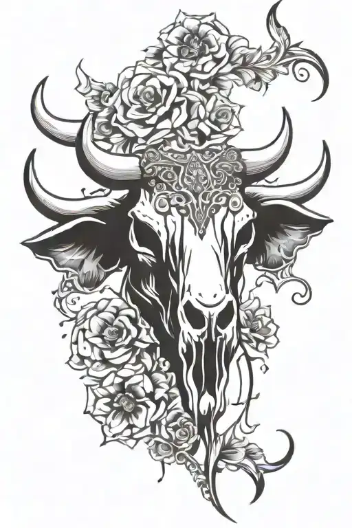 Bull Skull Cow Tag Ace Cards Flowers