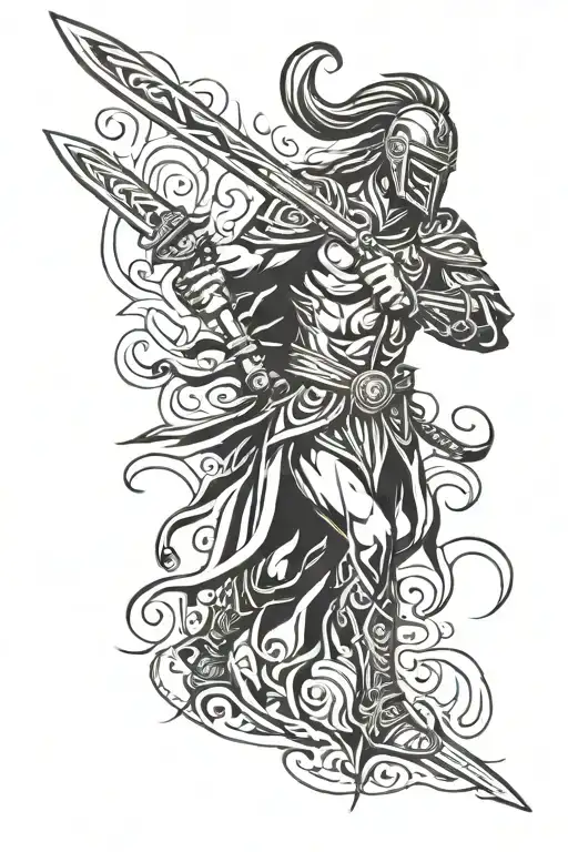 German Warrior Wielding A Sword