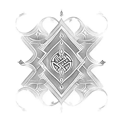 Arabesque Neck Tattoo With The Word Family Tattoo