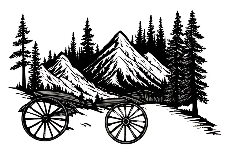 Wagon Wheel With Appalachian Mountain