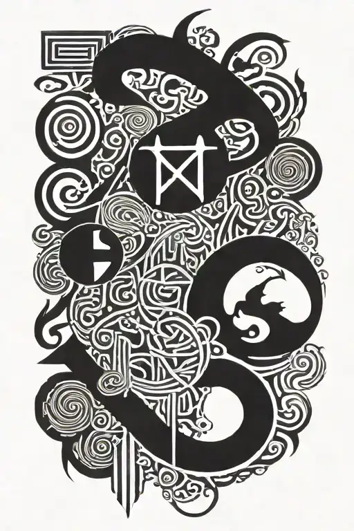 Nordic Runes Negative Black Space Surrounded