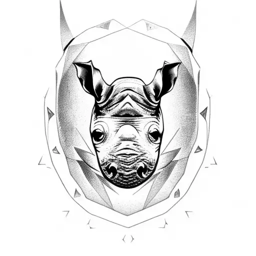 Rhino With Owl On Shoulder