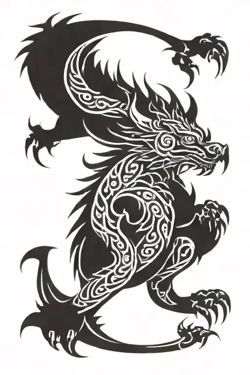 Dragon With Bear Head On Front Leg