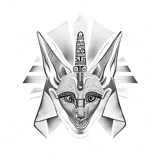 Anubis Surrounded By Egyptian Hieroglyphics