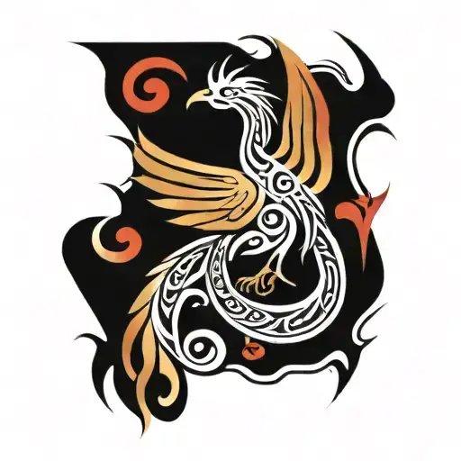 Amtgard Phoenix In Gold On A Red Background