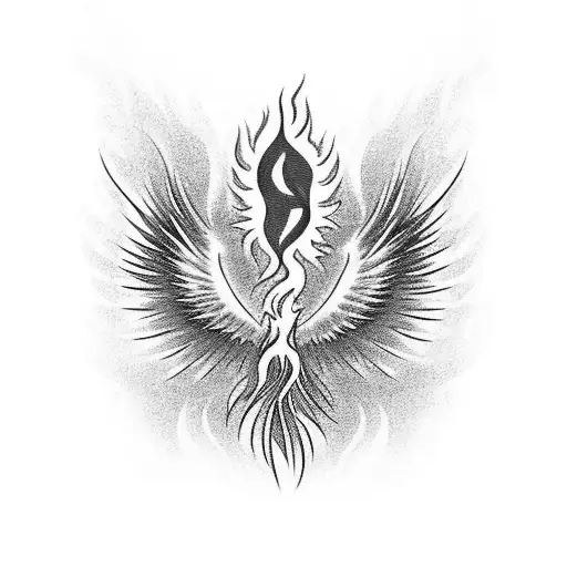 Phoenix Rising From A Burning Mountain