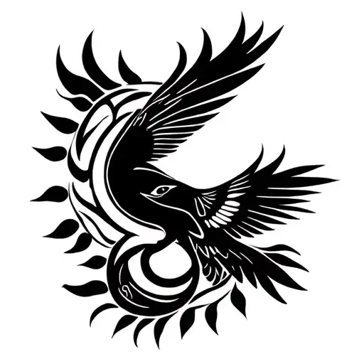 Inner Peace Symbol With Phenoix Rising Bird