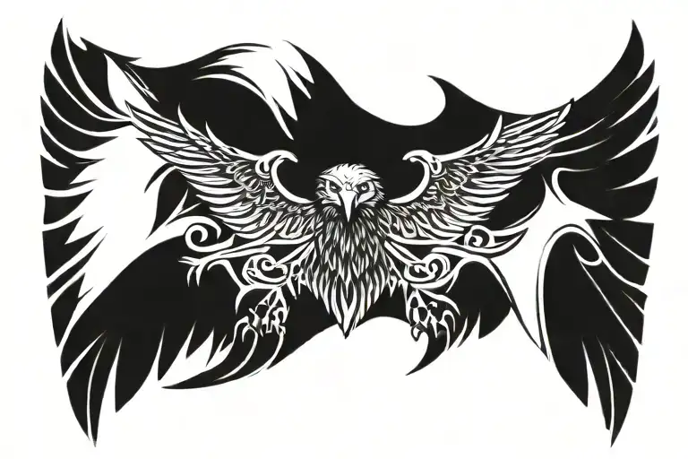 Eagle Back With Spread Wings