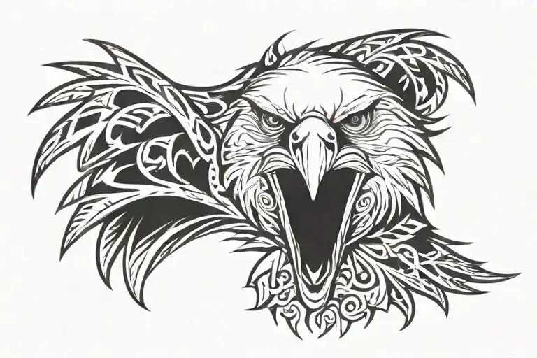 Face Of An Angry Looking Eagle Coming Out Of A