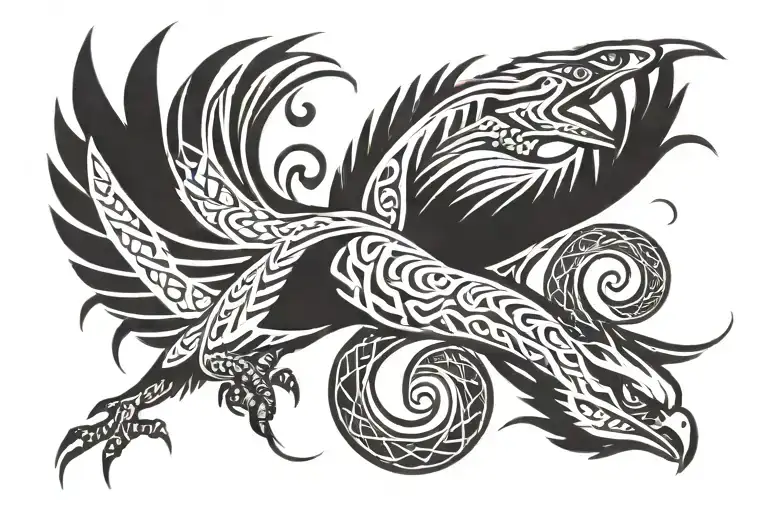 Hawk Swooping Up Snake