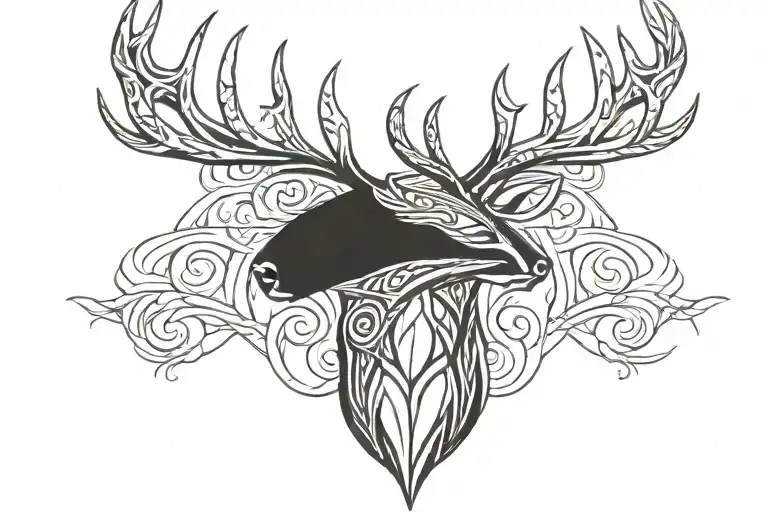 Deer Head With Antlers 8 Points Front View
