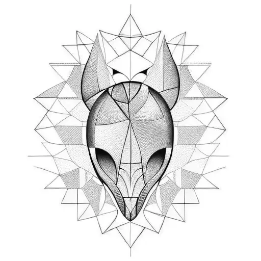 Design A Tattoo Featuring Alien Head With Geometric Patterns Around It