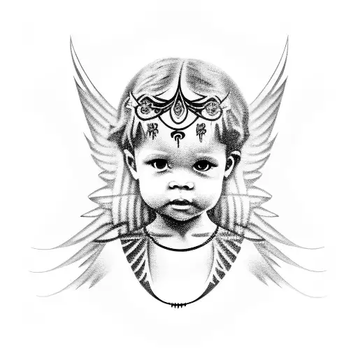 Black Angel Child Holding A Necklace