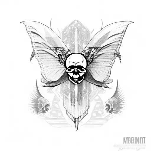 Skull Moth Jagged Tribal Moth