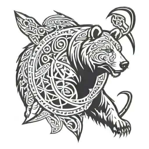 Archer Hunting With Bear Head