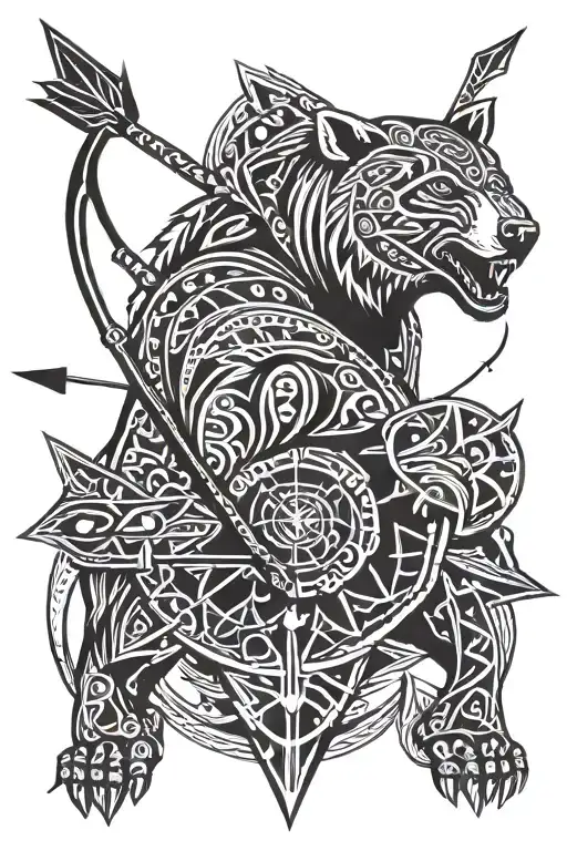 Arrow Archer Hunting With Bear Head