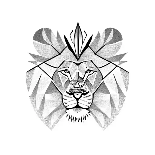 Lion In Triangle With African Lady