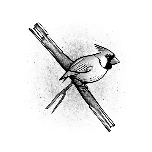 Red Cardinal Bird With A Scar In The Eye