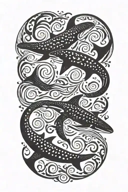 Whale Sharks Swimming Forming A Yin Yang Symbol