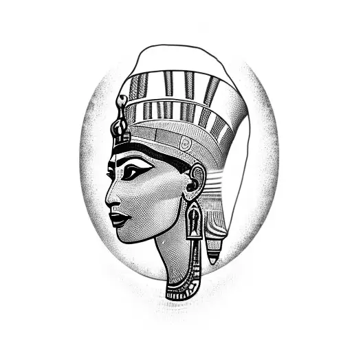 Nefertiti Side View With Cobra And Ankh