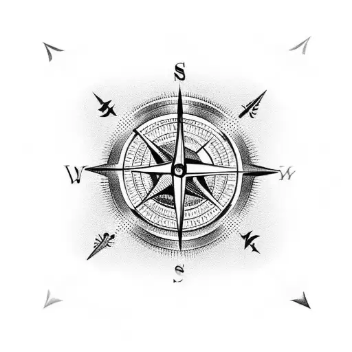 Bird Flying Around A Compass