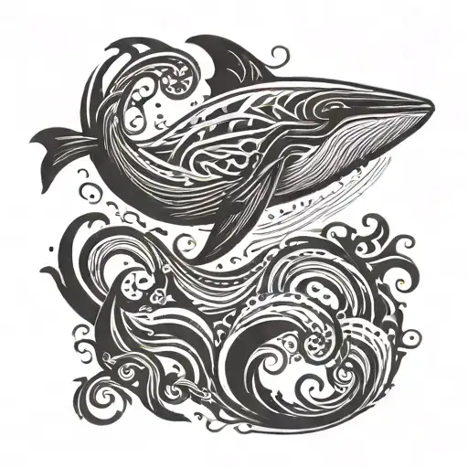 Only The Tail Of A Whale Sticking Out Of The Ocean