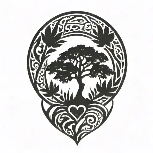 Spanish Moss And Oak Tree With Heart