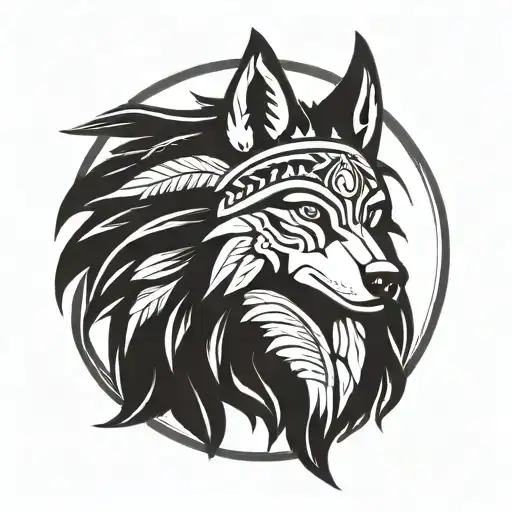 Native American Headress Shield Wolf Crest