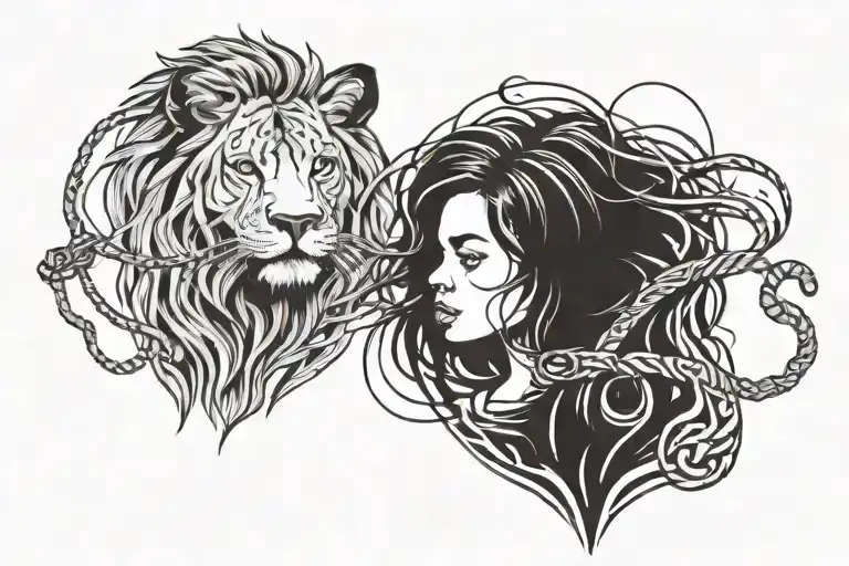 Little Girl Behaves On A Lion's Leash