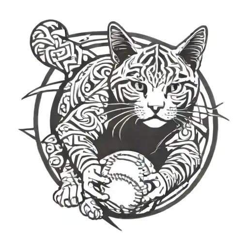 Cat Baseball Player Throwing An Earth