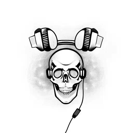 A Skull Wearing Headphones And Rocking Out