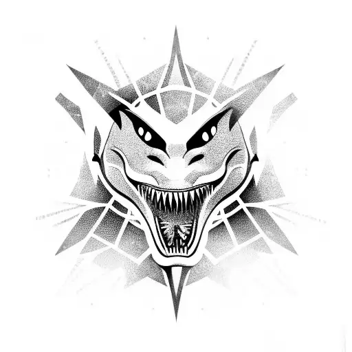 Neotribal Shark With Open Mouth