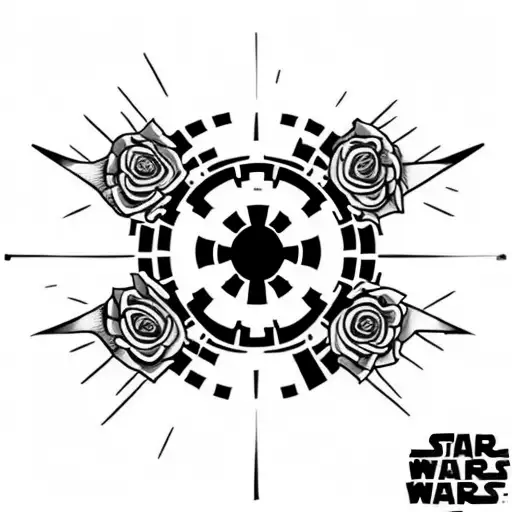 Star Wars Imperial Logo Surrounded By Roses