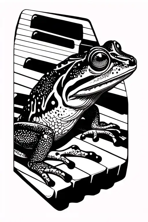 Tribal Frog On A Piano Keyboard