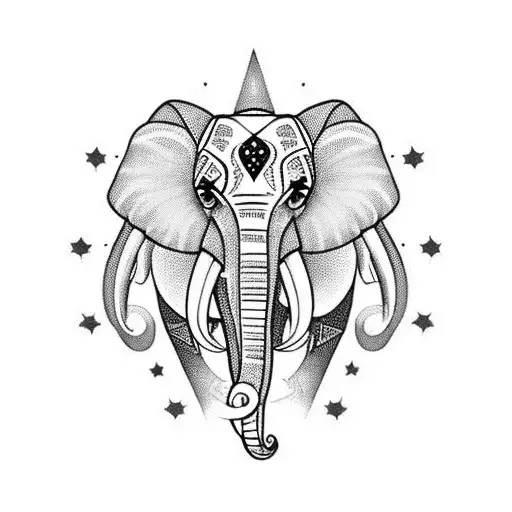 3 Different Sized Elephants With A Star Above